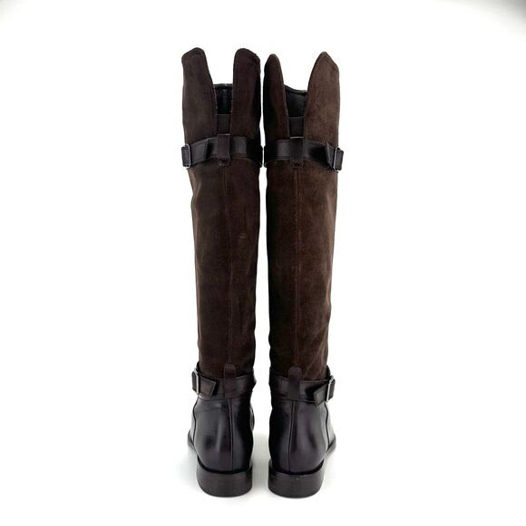 Garnet Hill Charity Italian Over-The-Knee Riding Boot Sz 6.5 Brown Suede/Leather - Picture 4 of 16